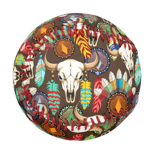 Buffalo Skull Native American Emblem Baseball (Vorderseite Links)