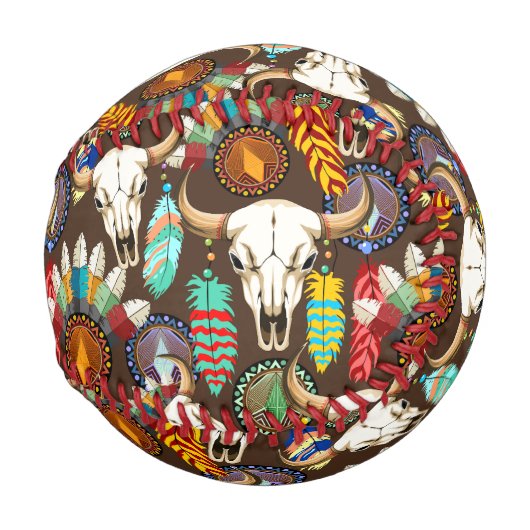Buffalo Skull Native American Emblem Baseball (Rückseite Links)