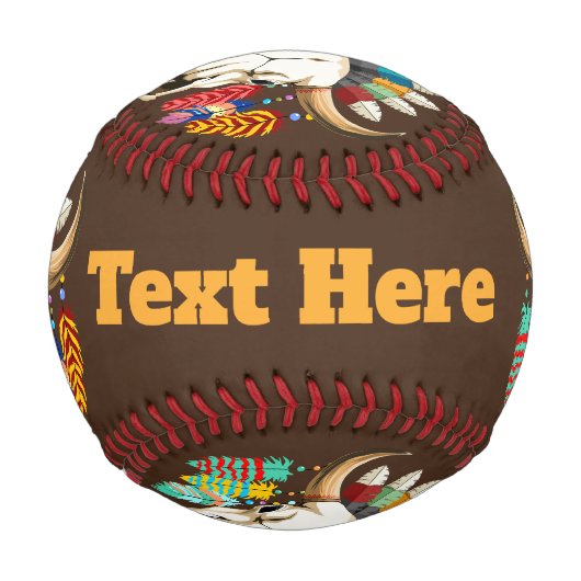 Buffalo Skull Native American Emblem Baseball (Vorderseite)