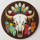 Buffalo Skull Native American Emblem Button (Vorderseite)