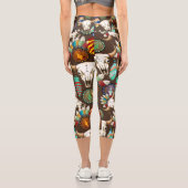 Buffalo Skull Native American Emblem Capri Leggings (Rückseite)