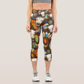 Buffalo Skull Native American Emblem Capri Leggings (Vorderseite)