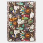 Buffalo Skull Native American Emblem Decke (Vorderseite Vertikal)