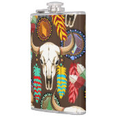 Buffalo Skull Native American Emblem Flachmann (Links)