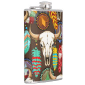 Buffalo Skull Native American Emblem Flachmann (Rechts)
