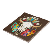 Buffalo Skull Native American Emblem Fliese (Seite)