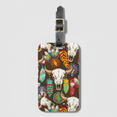 Buffalo Skull Native American Emblem Gepäckanhänger (Vorderseite Vertikal)