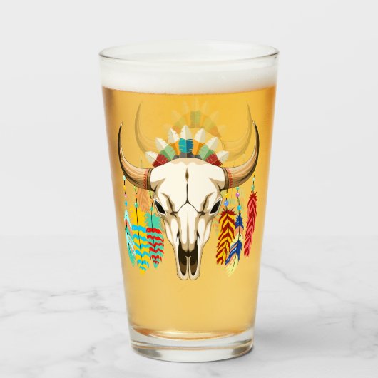 Buffalo Skull Native American Emblem Glas (Vorne (Gefüllt))