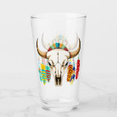 Buffalo Skull Native American Emblem Glas (Vorderseite)