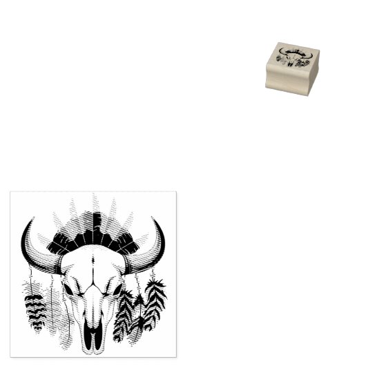 Buffalo Skull Native American Emblem Gummistempel (Stempel)