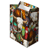 Buffalo Skull Native American Emblem Mittlere Geschenktüte (Rückseite Schrägansicht)
