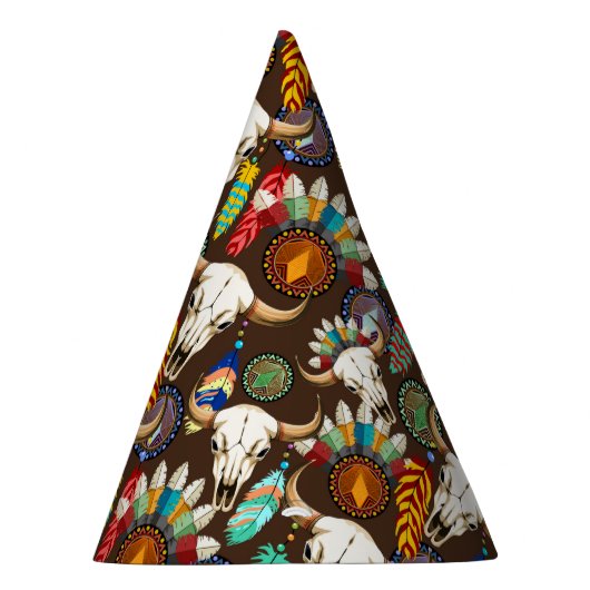 Buffalo Skull Native American Emblem Partyhütchen (Rechts)