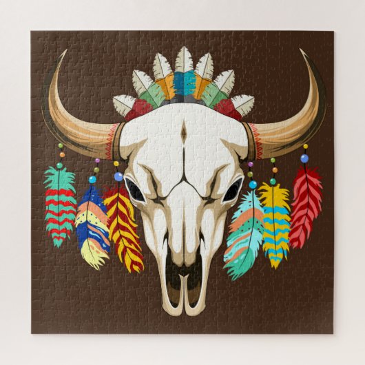 Buffalo Skull Native American Emblem Puzzle (Vertikal)