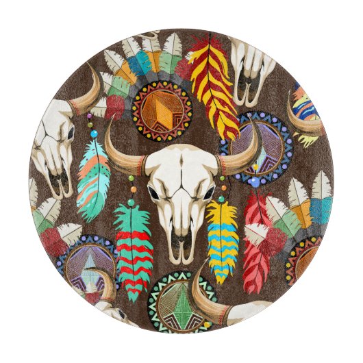 Buffalo Skull Native American Emblem Schneidebrett (Vorderseite)