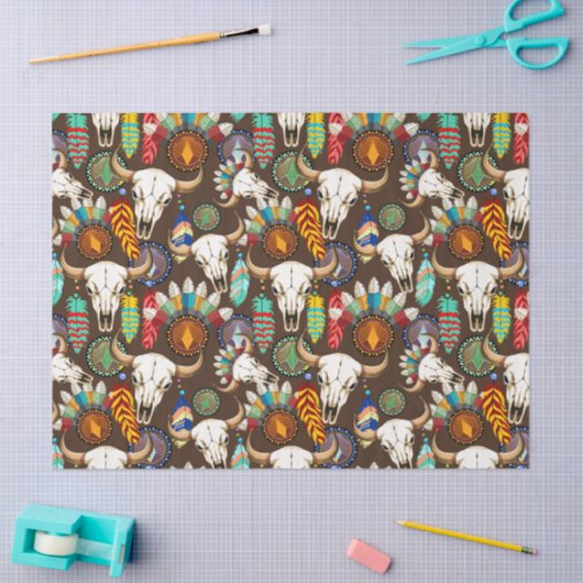 Buffalo Skull Native American Emblem Seidenpapier (Basteln)