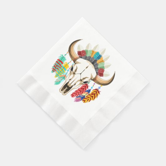 Buffalo Skull Native American Emblem Serviette (Ecke)