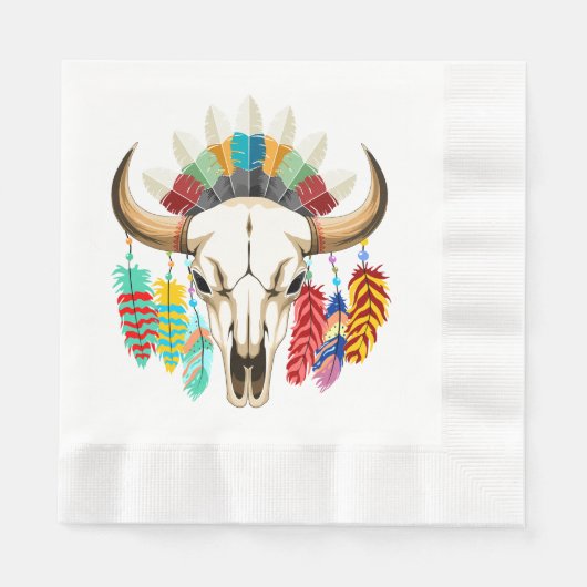 Buffalo Skull Native American Emblem Serviette (Vorderseite)