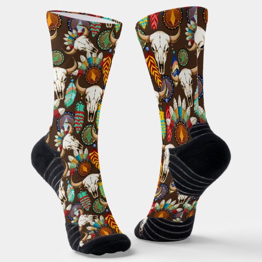 Buffalo Skull Native American Emblem Socken (Gewinkelt)