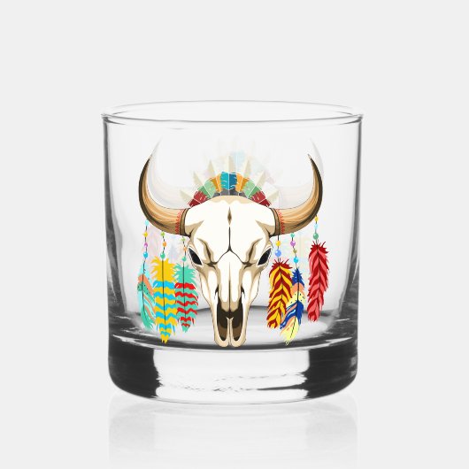 Buffalo Skull Native American Emblem Whiskyglas (Vorderseite)