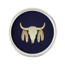 Buffalo Skull Planet Jill Round Lapel Pin