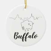 Buffalo Skyline Illustration Art Keramik Ornament (Vorne)