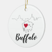 Buffalo Skyline Illustration Art Keramik Ornament (Links)