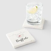 Buffalo Skyline Illustration Steinuntersetzer (Seitenansicht)