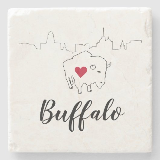 Buffalo Skyline Illustration Steinuntersetzer (Vorderseite)