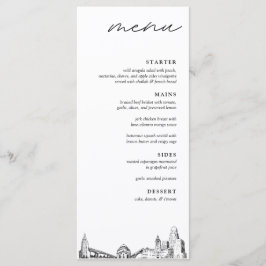 Buffalo Skyline Modern Wedding Dinner Menu Menükarte