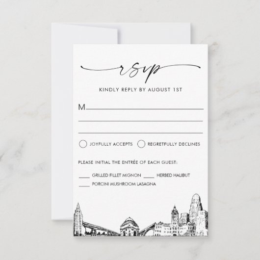 Buffalo Skyline Wedding RSVP Response Card (Vorderseite)