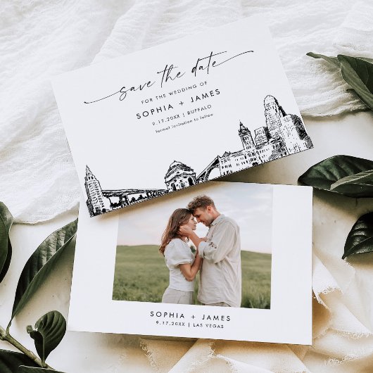 Buffalo Skyline Wedding Save the Date Card Einladung