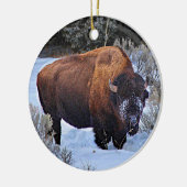 Buffalo Snow Foto Keramik Ornament (Links)