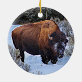 Buffalo Snow Foto Keramik Ornament (Hinten)