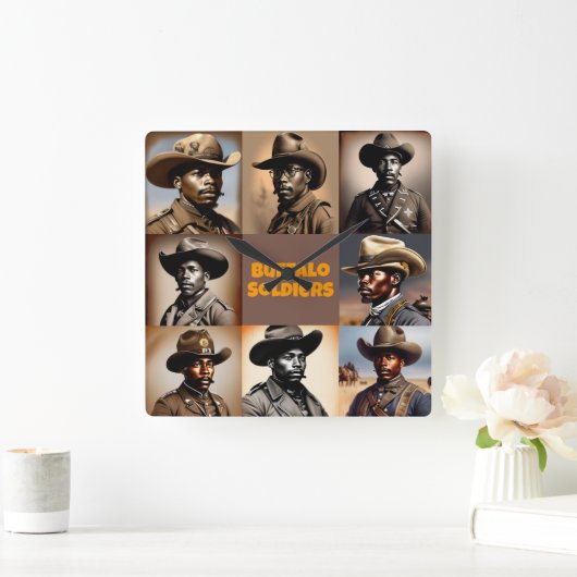 Buffalo Soldiers - Figuren in der amerikanischen G Quadratische Wanduhr (Zuhause)