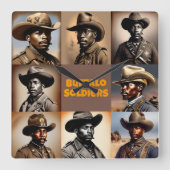 Buffalo Soldiers - Figuren in der amerikanischen G Quadratische Wanduhr (Vorderseite)