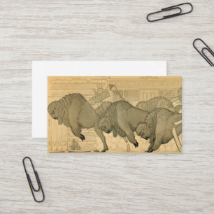 Buffalo Stampede, Savage Iowa, 1923 von Grant Wood Visitenkarte