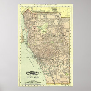 Buffalo Street Map, 1892 Poster