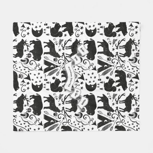 Buffalo, Tepee, Bogen und Pfeile, Federn Schläge Fleecedecke (Vorderseite (Horizontal))