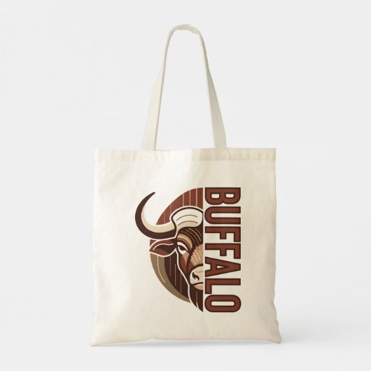 Buffalo typo with illustration Bull Bag design Tragetasche (Rückseite)