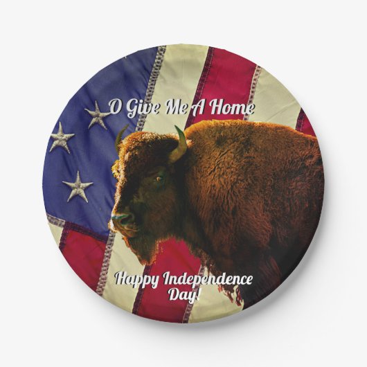 Buffalo und American Flag Patriotic Pappteller (Vorderseite)