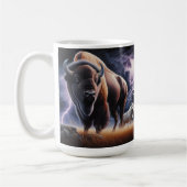 Buffalo und Wolf im Gewitter mit Blitzen Kaffeetasse (Links)