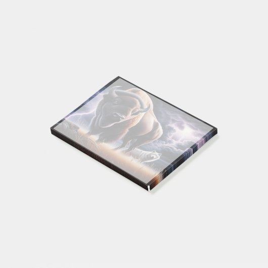 Buffalo und Wolf im Gewitter mit Blitzen Post-it Klebezettel (angewinkelt)