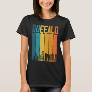 Buffalo USA Retro Vintag Sunset Skyline Buffalo T-Shirt