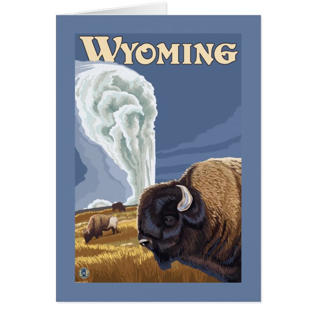 Buffalo von Old Faithful Vintage Travel Poster (Vorne)