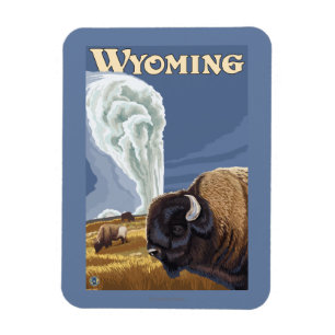 Buffalo von Old Faithful Vintage Travel Poster Magnet