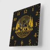 Buffalo Walking am Fluss bei Sunset Quadratische Wanduhr (Winkel)