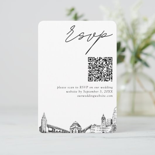 Buffalo Wedding Modern UAWG QR Code Begleitkarte (Stehend Vorderseite)