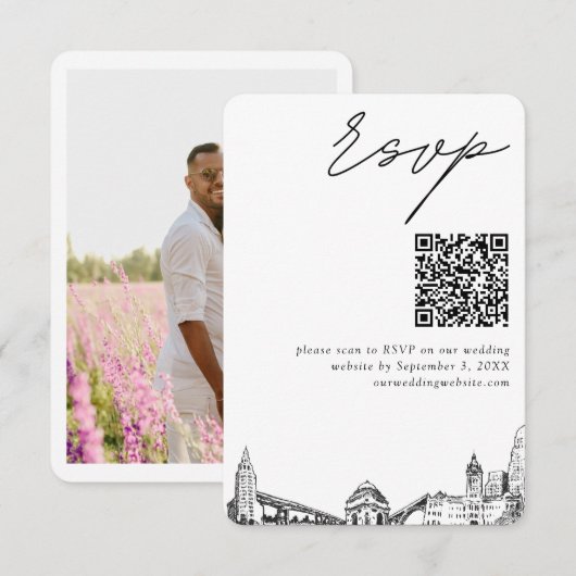 Buffalo Wedding Modern UAWG QR Code Begleitkarte (Vorne/Hinten)