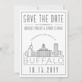Buffalo Wedding | Stilisierte Skyline Save the Dat Einladung (Vorderseite)