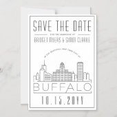 Buffalo Wedding | Stilisierte Skyline Save the Dat Magneteinladung (Vorderseite)